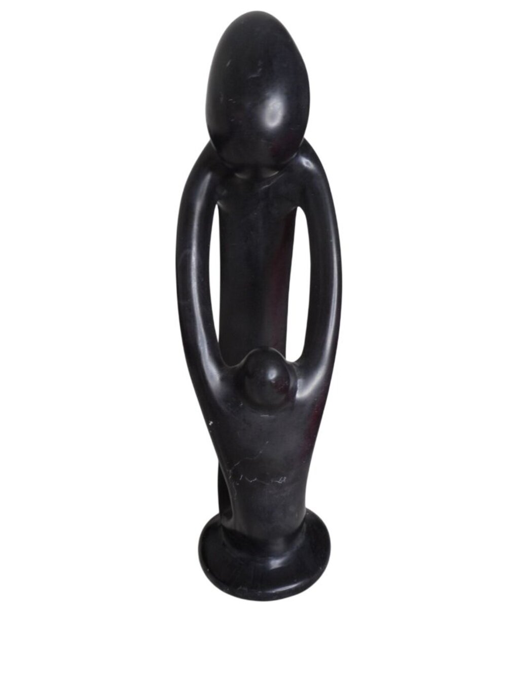 Vintage Besmo Kenyan hand-carved black soapstone mother and child figure  Estate